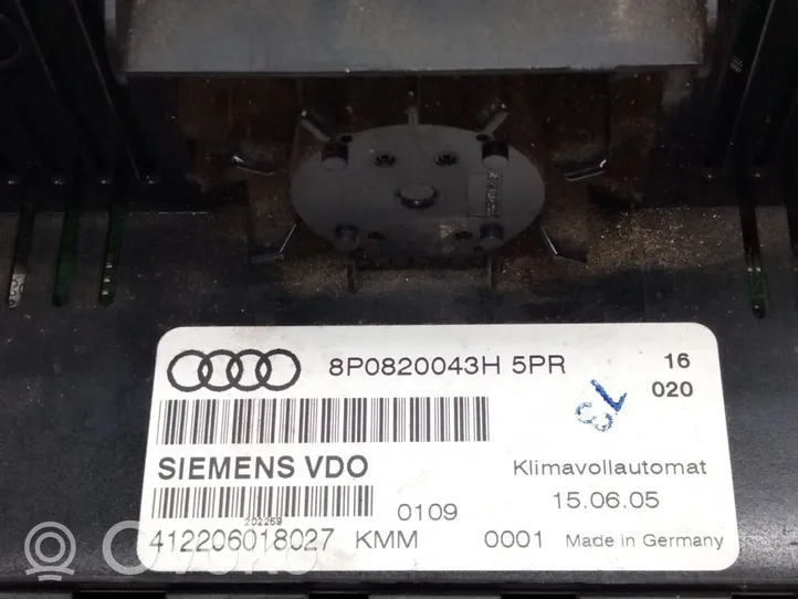 Audi A3 S3 8P Ilmastoinnin ohjainlaite/moduuli 8P0820043H