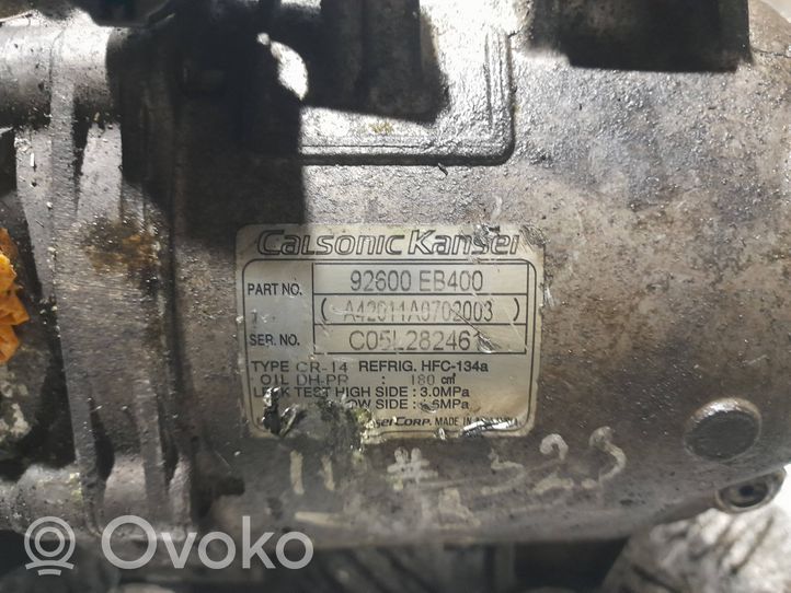 Nissan Navara D40 Kompresor / Sprężarka klimatyzacji A/C 92600EB400