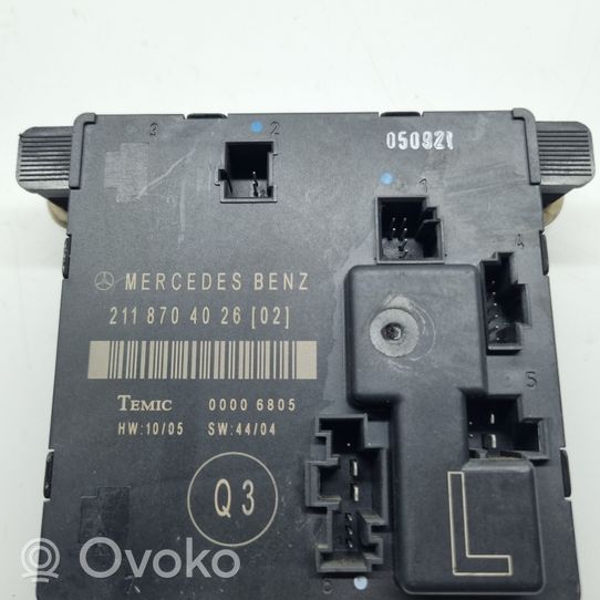 Mercedes-Benz E W211 Unité de commande module de porte 2118704026