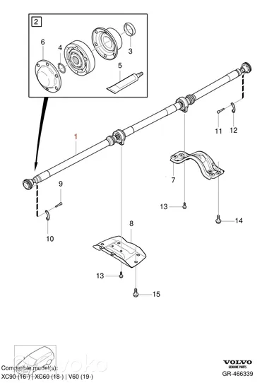 Volvo XC60 Rear driveshaft/prop shaft 32249774