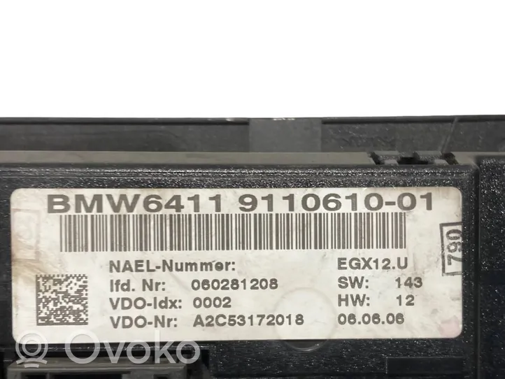 BMW 3 E90 E91 Gaisa kondicioniera / klimata kontroles / salona apsildes vadības bloks (salonā) 9110610