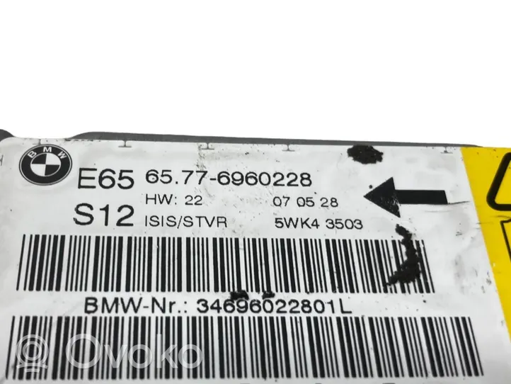 BMW 7 E65 E66 Oro pagalvių valdymo blokas 6960228