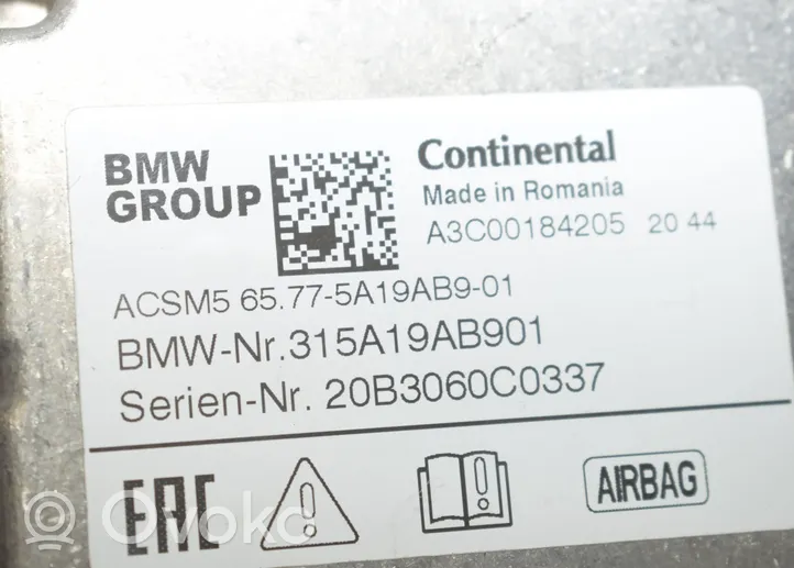 BMW 3 G20 G21 Centralina/modulo airbag 5A19AB9