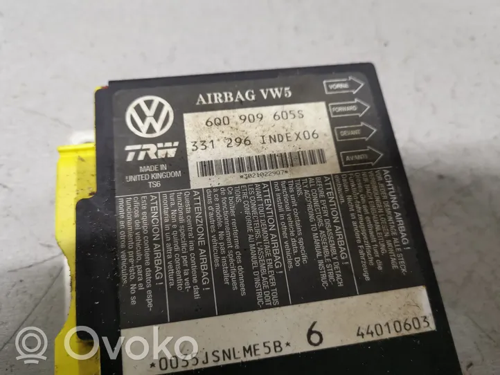 Volkswagen Polo IV 9N3 Oro pagalvių valdymo blokas 6Q0909605S