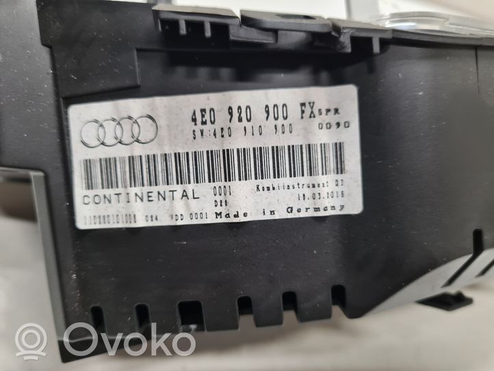 Audi A8 S8 D3 4E Tachimetro (quadro strumenti) 4E0920900FX