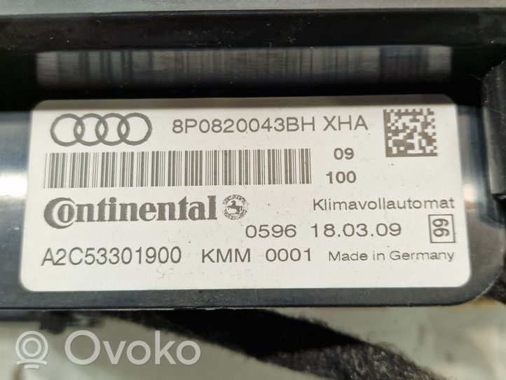 Audi A3 S3 A3 Sportback 8P Oro kondicionieriaus/ klimato/ pečiuko valdymo blokas (salone) 8P0820043BH