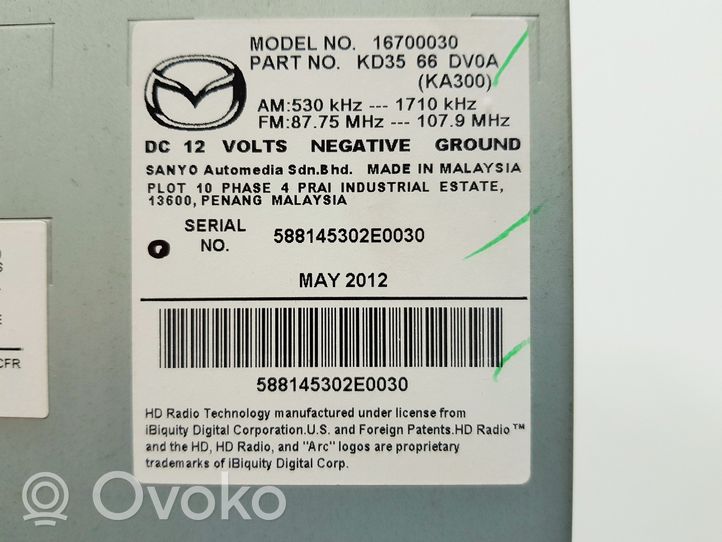 Mazda CX-5 Radio/CD/DVD/GPS-pääyksikkö KD3566DV0A