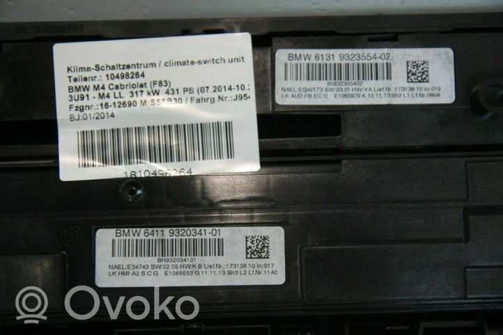 BMW 3 F30 F35 F31 Console centrale, commande chauffage/clim 014272