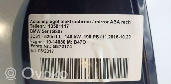 BMW 5 G30 G31 Elektryczne lusterko boczne drzwi przednich 023889