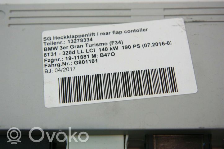 BMW 3 GT F34 Sterownik / Moduł elektrycznej klapy tylnej / bagażnika 014804