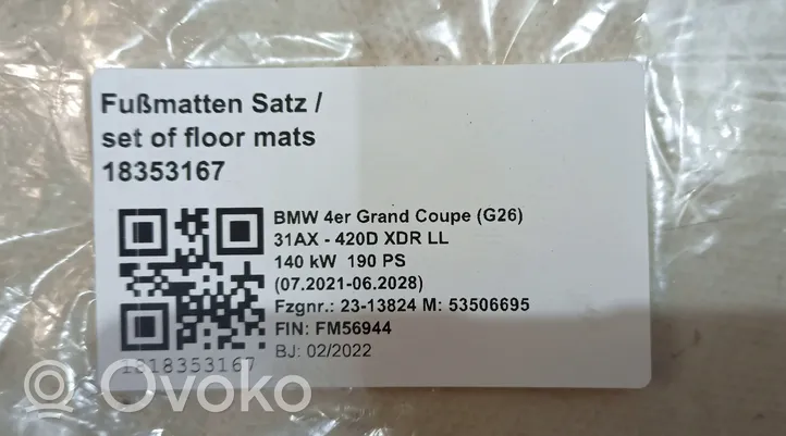 BMW 4 G22 G23 G24 G26 Tappetino anteriore 028209