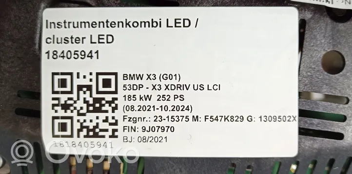 BMW X3 G01 Compteur de vitesse tableau de bord 028831