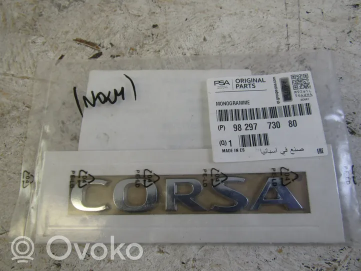 Opel Corsa F Ražotāja plāksnīte / modeļa burti 9829773080