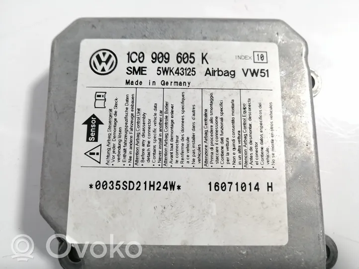 Volkswagen Polo Module de contrôle airbag 1C0909605K