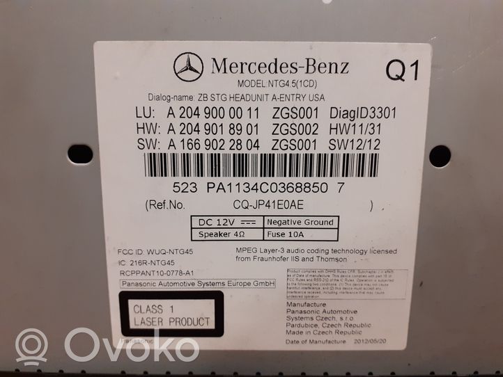 Mercedes-Benz GLK (X204) Caricatore CD/DVD A2049018901