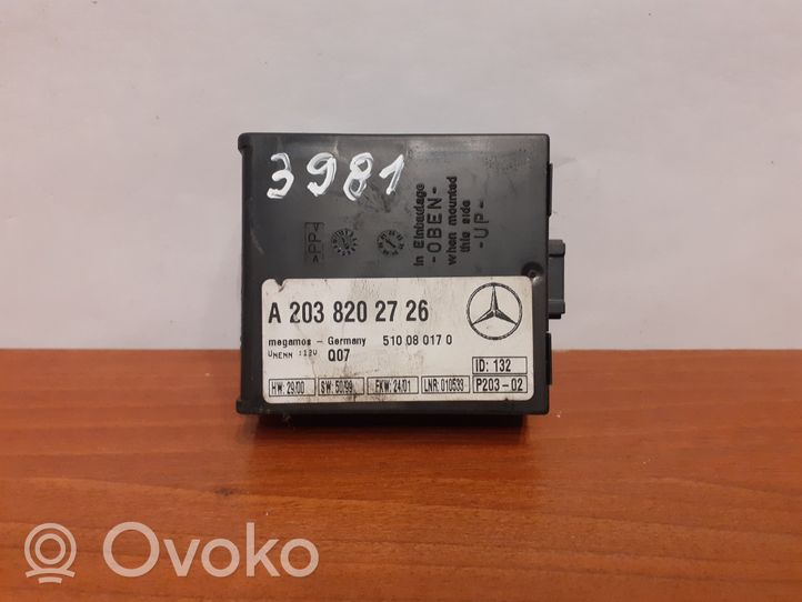 Mercedes-Benz C W203 Boîtier module alarme A2038202726