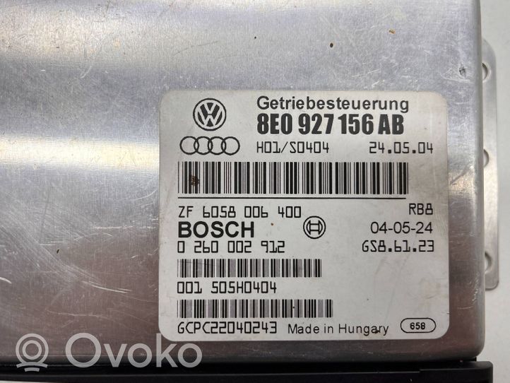 Audi A4 S4 B6 8E 8H Vaihdelaatikon ohjainlaite/moduuli 8E0927156AB