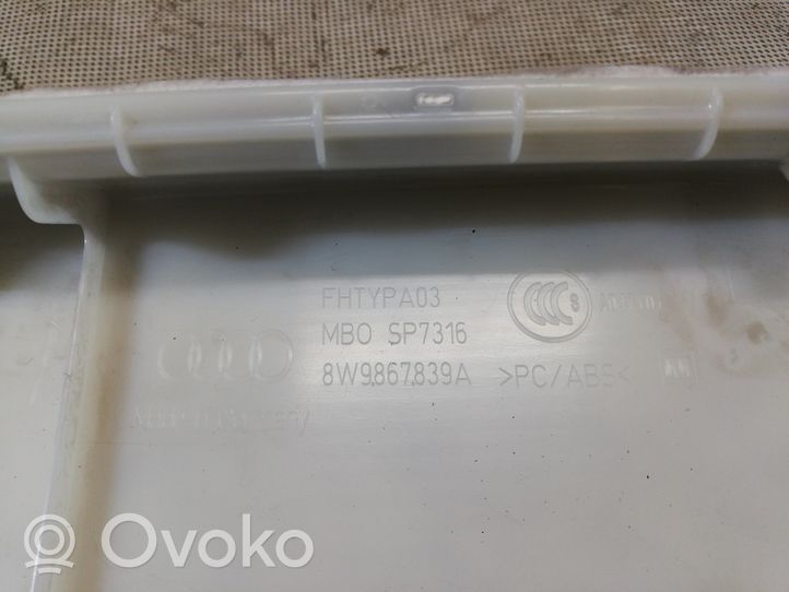 Audi A4 S4 B9 Plastikowe elementy podsufitki 8W9867839A