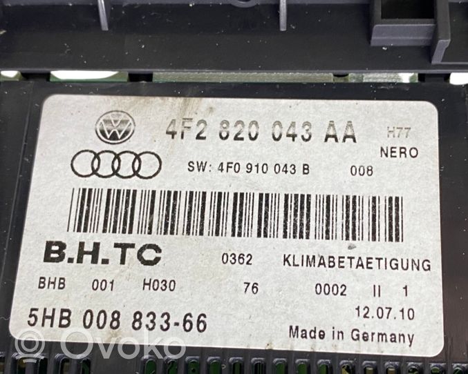 Audi A6 Allroad C6 Ilmastoinnin ohjainlaite 4F2820043AA