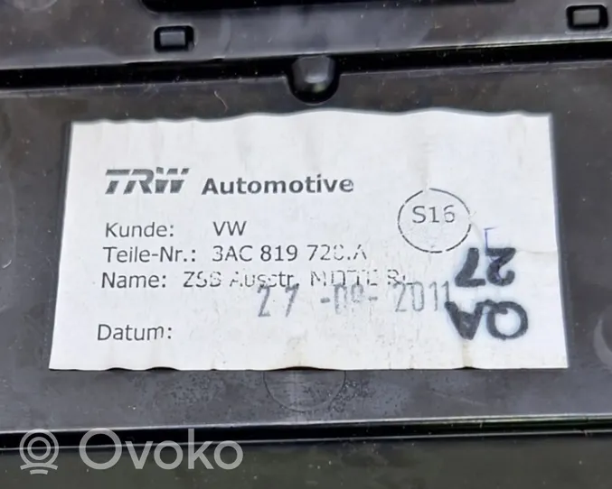 Volkswagen PASSAT B7 Dash center air vent grill 3AC819728A