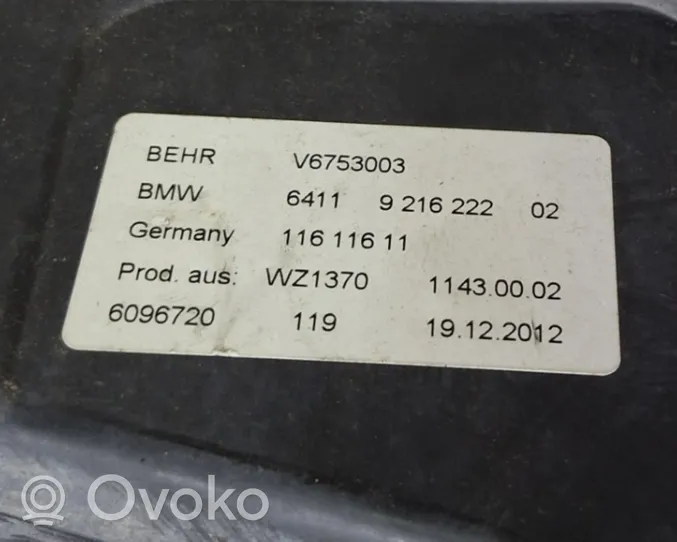 BMW 7 F01 F02 F03 F04 Ohjaamon sisäilman mikrosuodattimen kansi 9216222