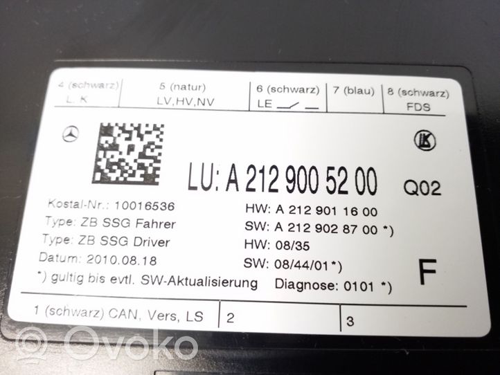 Mercedes-Benz E C207 W207 Sėdynės valdymo blokas A2129005200