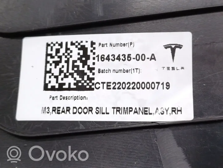 Tesla Model 3 Einstiegsleiste Zierleiste hinten 1643435-00-A