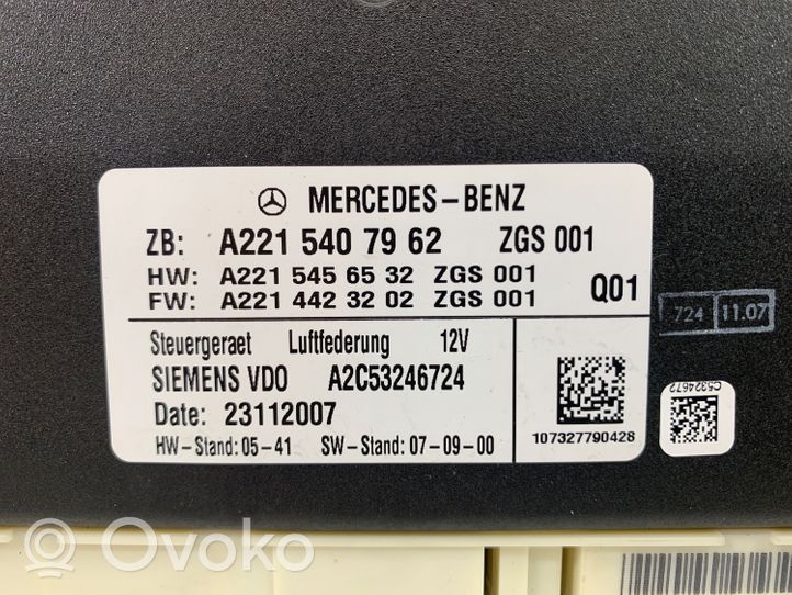 Mercedes-Benz S W221 Sterownik / Moduł zawieszenia pneumatycznego A2215407962