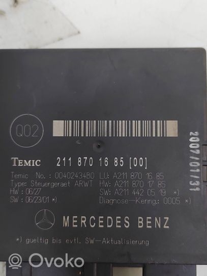 Mercedes-Benz E W211 Unité de commande / module de hayon A2118701685