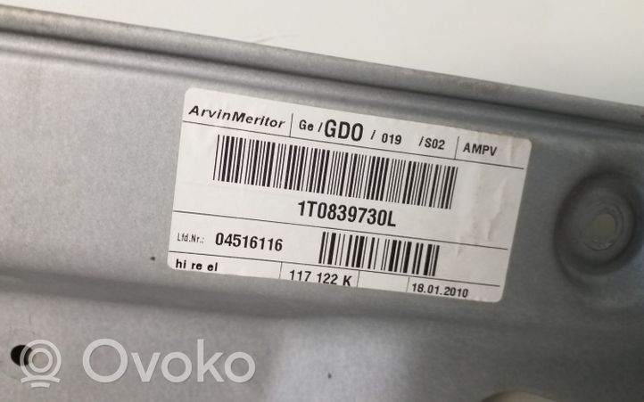 Volkswagen Touran I Mechanizm podnoszenia szyby tylnej bez silnika 1T0839730L