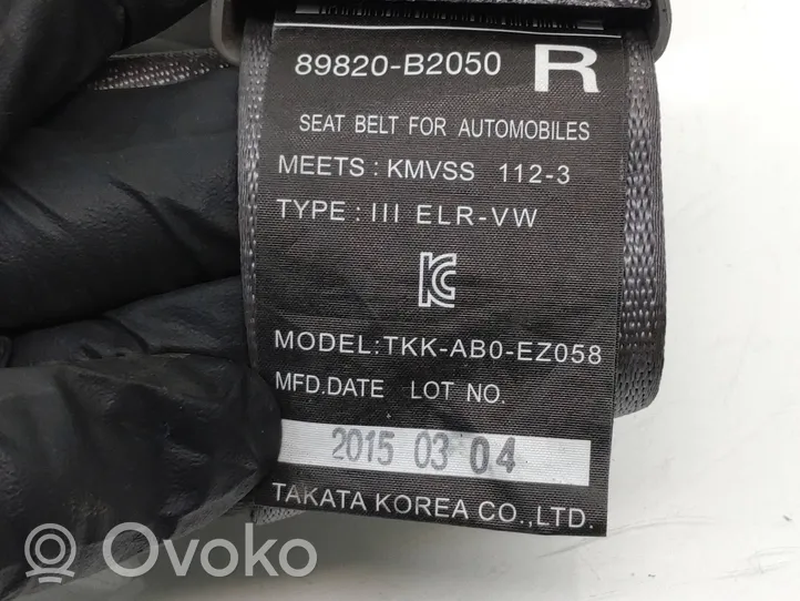 KIA Soul Takaistuimen turvavyö 89820B2050