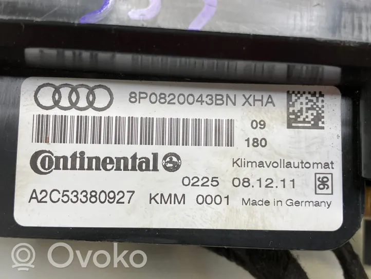 Audi A3 S3 A3 Sportback 8P Climate control unit 8P0820043BN