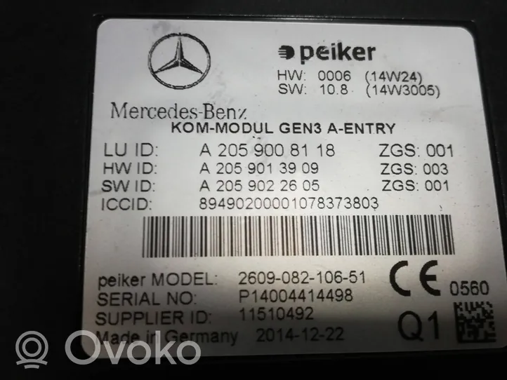 Mercedes-Benz B W246 W242 Muut ohjainlaitteet/moduulit A2059008118