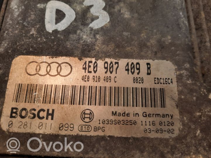 Audi A8 S8 D3 4E Moottorin ohjainlaite/moduuli 4E0907409B