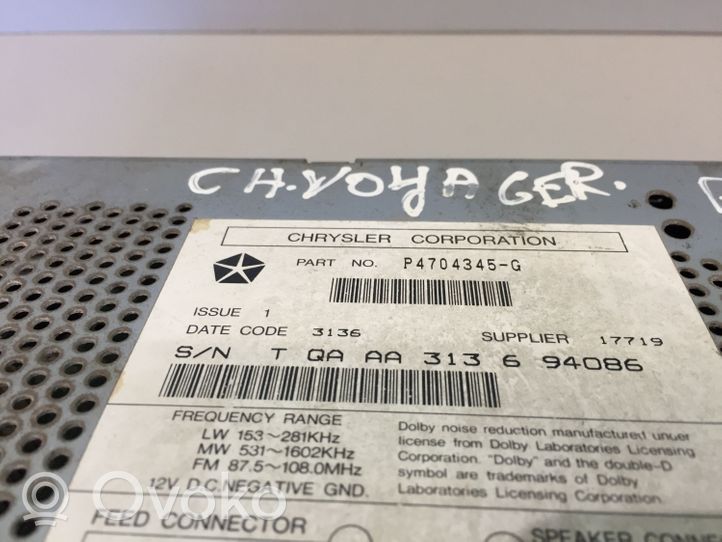 Chrysler Voyager Radija/ CD/DVD grotuvas/ navigacija P4704345G
