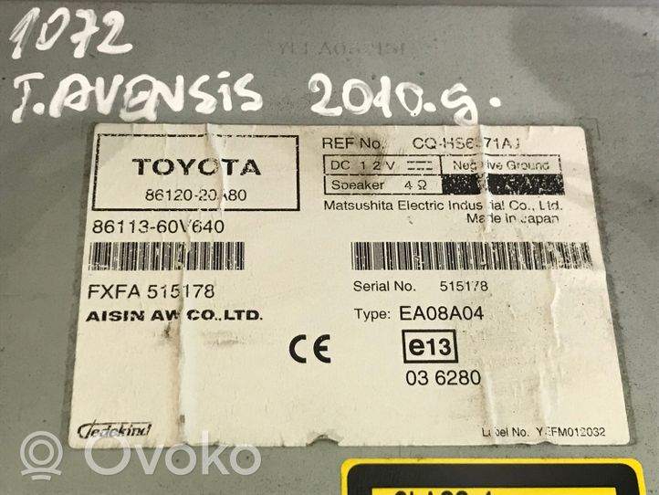 Toyota Avensis T270 Radija/ CD/DVD grotuvas/ navigacija 8611360V640