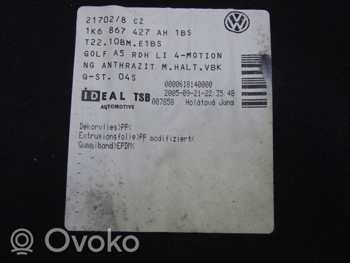 Volkswagen Golf V Boczek / Tapicerka / bagażnika 1K6867427AH