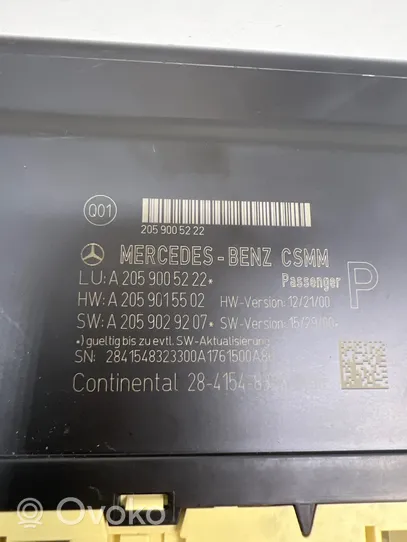 Mercedes-Benz C W205 Modulo di controllo sedile A2059005222