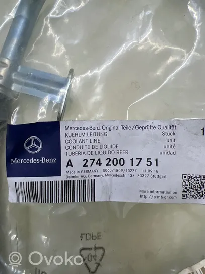 Mercedes-Benz C W205 Tuyau de liquide de refroidissement moteur A2742001751