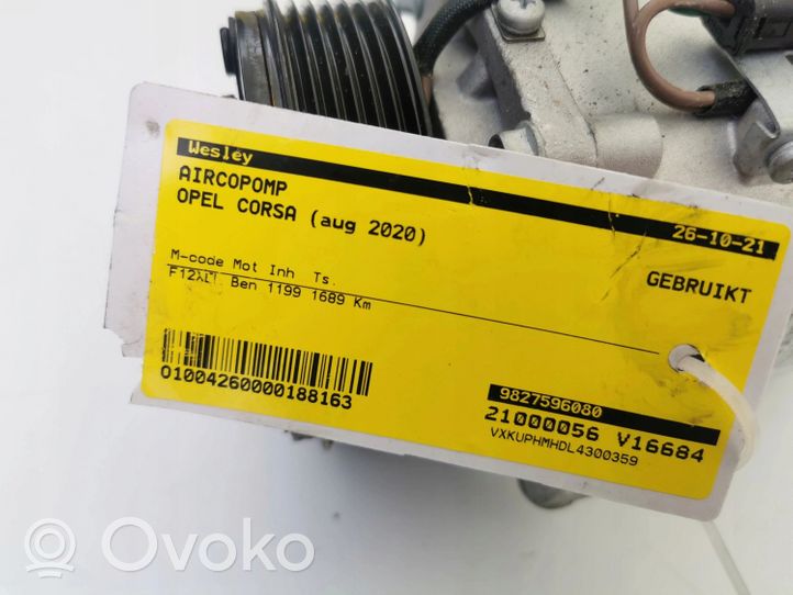 Opel Corsa A Compresseur de climatisation 9827596080
