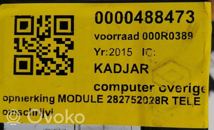 Renault Kadjar Moottorinohjausyksikön sarja ja lukkosarja 282752028R