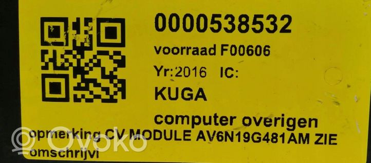 Ford Kuga III Kit calculateur ECU et verrouillage AV6N-19G481-AM