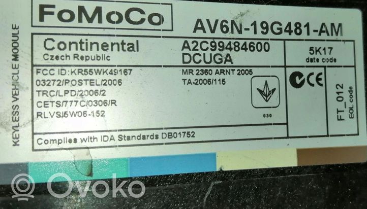 Ford Focus Komputer / Sterownik ECU i komplet kluczy AV6N-19G481-AM