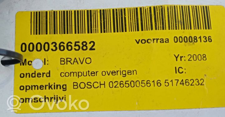 Fiat Bravo - Brava Komputer / Sterownik ECU i komplet kluczy 51746232