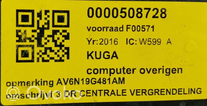 Ford Kuga III Kit calculateur ECU et verrouillage AV6N-19G481-AM