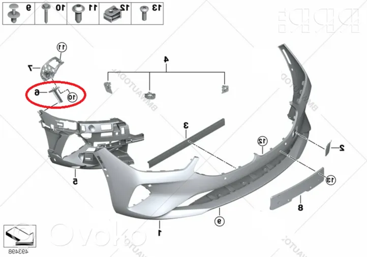 BMW 8 G15 Staffa di rinforzo montaggio del paraurti anteriore 51117420892