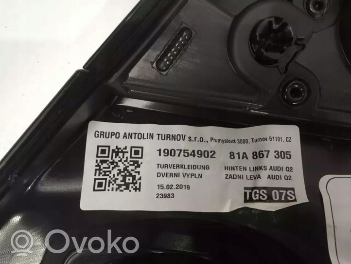 Audi Q2 - Boczki / Poszycie drzwi tylnych 81A867306