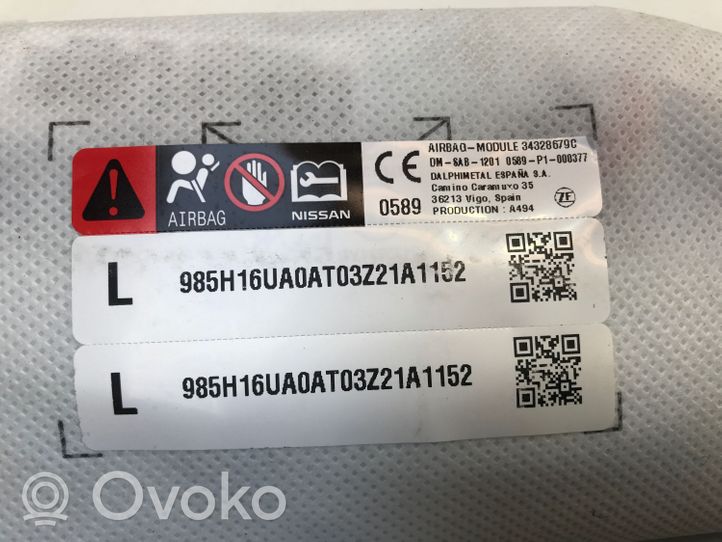 Nissan Qashqai J12 Poduszka powietrzna Airbag fotela 985H16UA0A