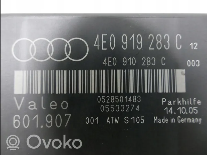 Audi A8 S8 D3 4E Parkavimo (PDC) daviklių valdymo blokas 4E0919283C