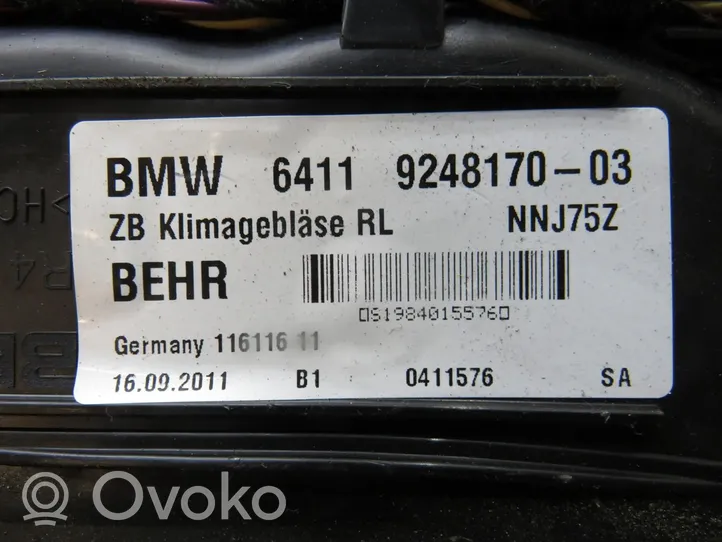 BMW 6 F12 F13 Wentylator nawiewu / Dmuchawa 9248170